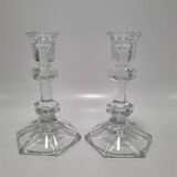 Pair of glass candlesticks