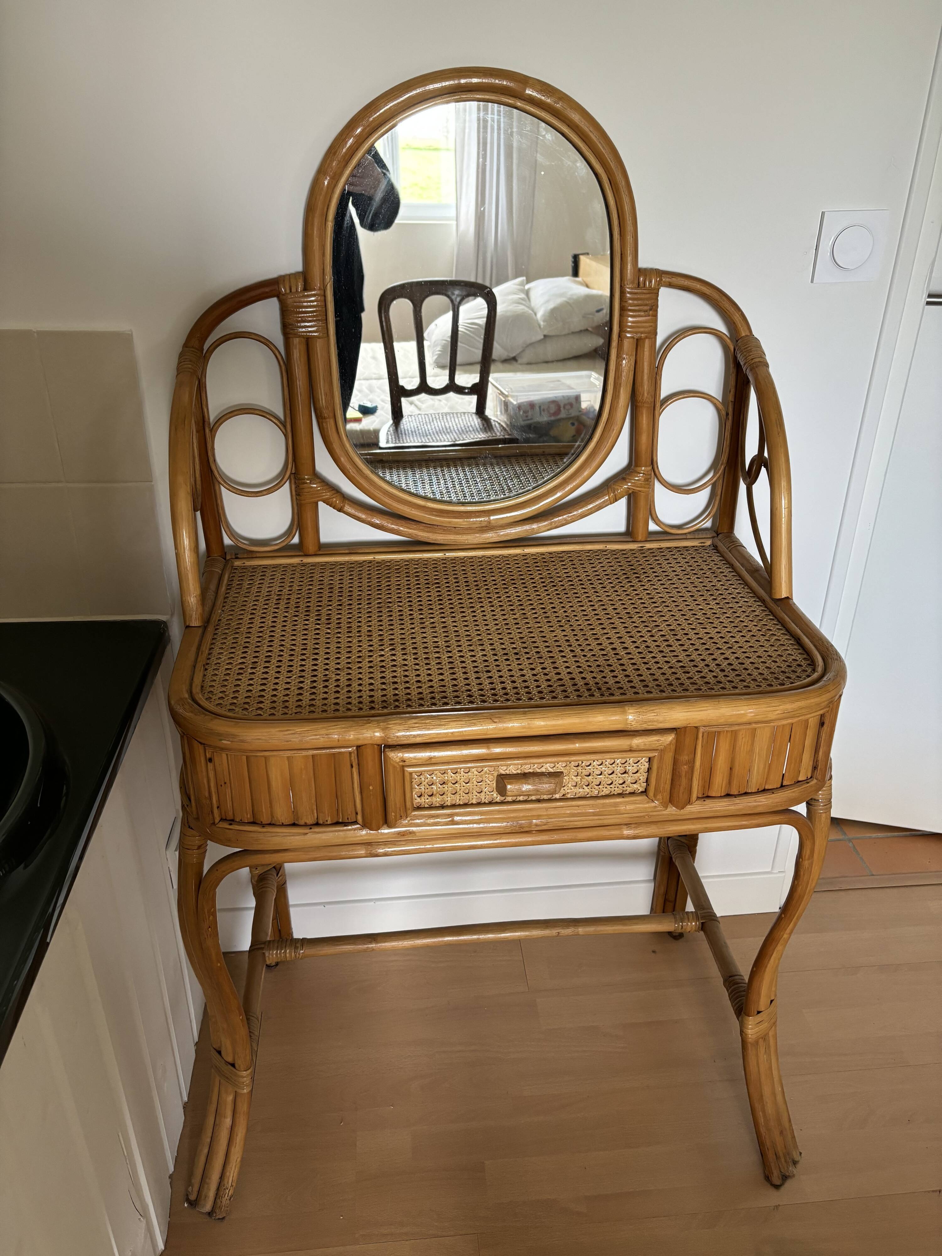Bamboo rattan dressing table
