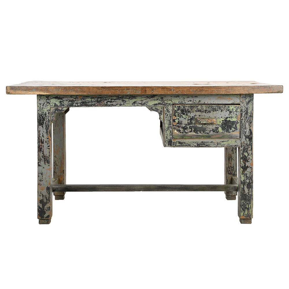 Bureau en bois massif patiné