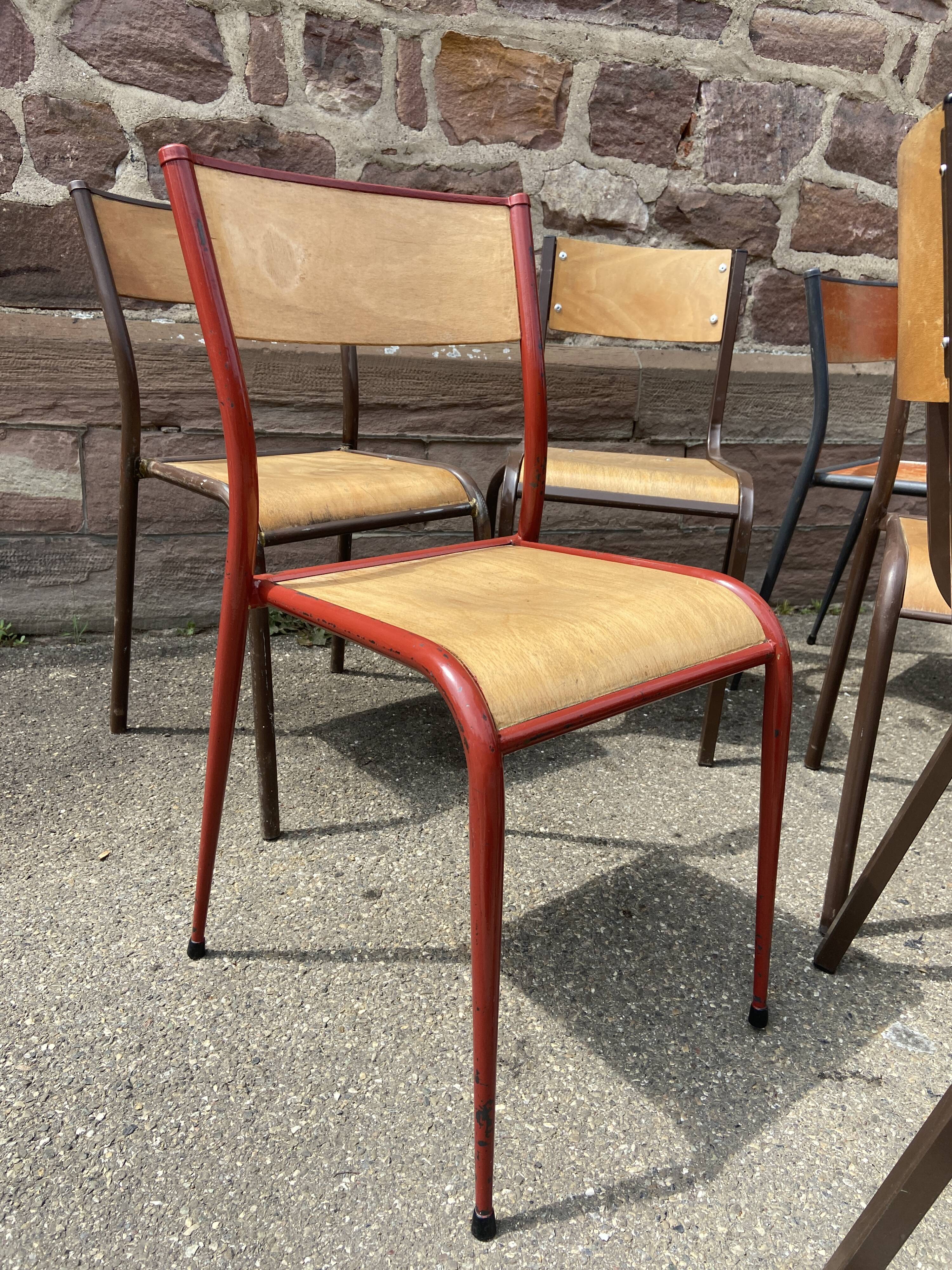 Set of 10 mismatched industrial chairs vintage mullca