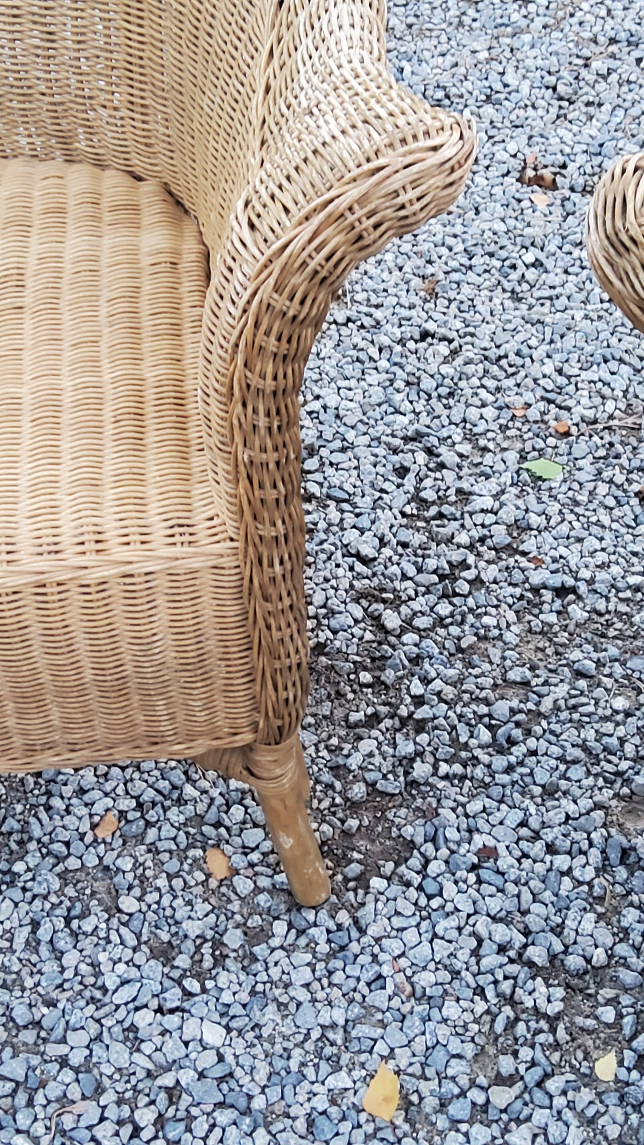 Pair of armchairs and bench in rattan and bamboo from the 60s/70s