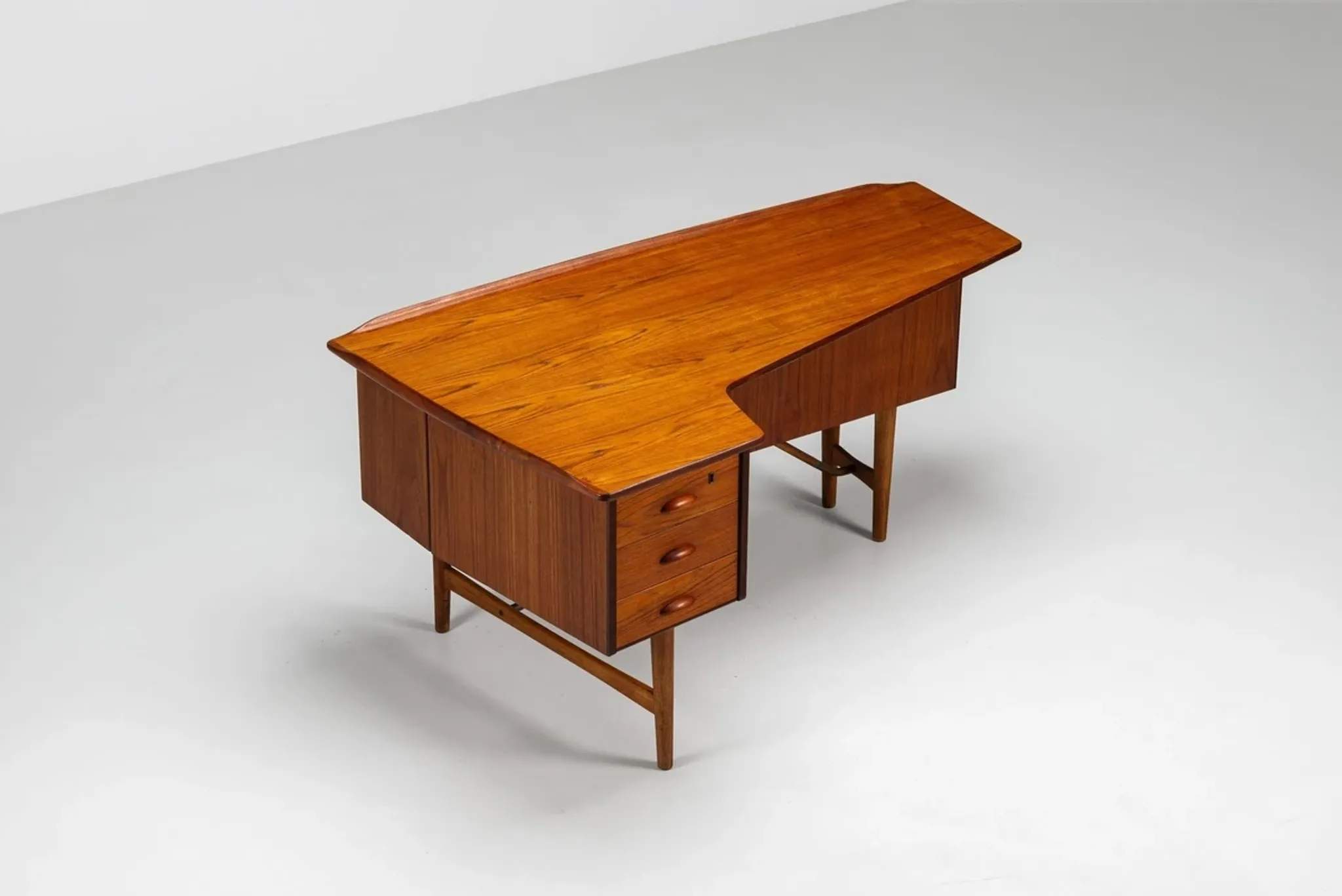 Peter Lovig Nielsen boomerang writing desk teak Lovig Denmark 1960
