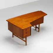 Peter Lovig Nielsen boomerang writing desk teak Lovig Denmark 1960