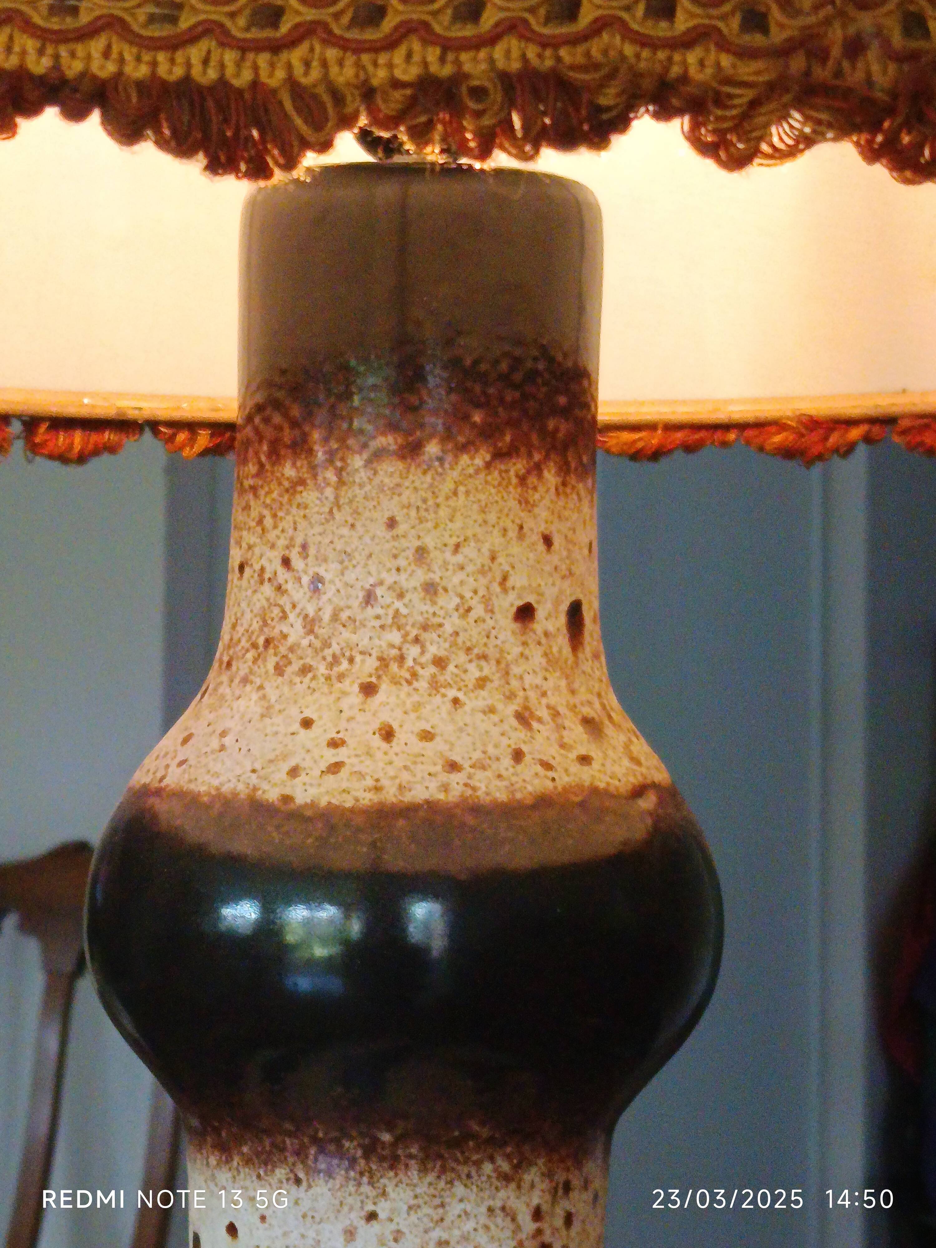 large ceramic lamp from the 70s with retro lighting