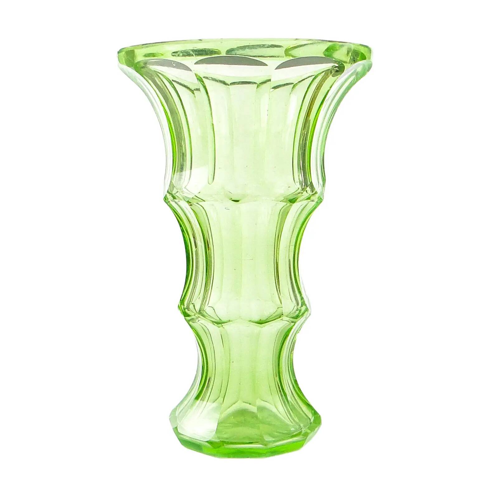 Art Deco vase, uranium glass, Bohemia, Czechoslovakia, 1930s