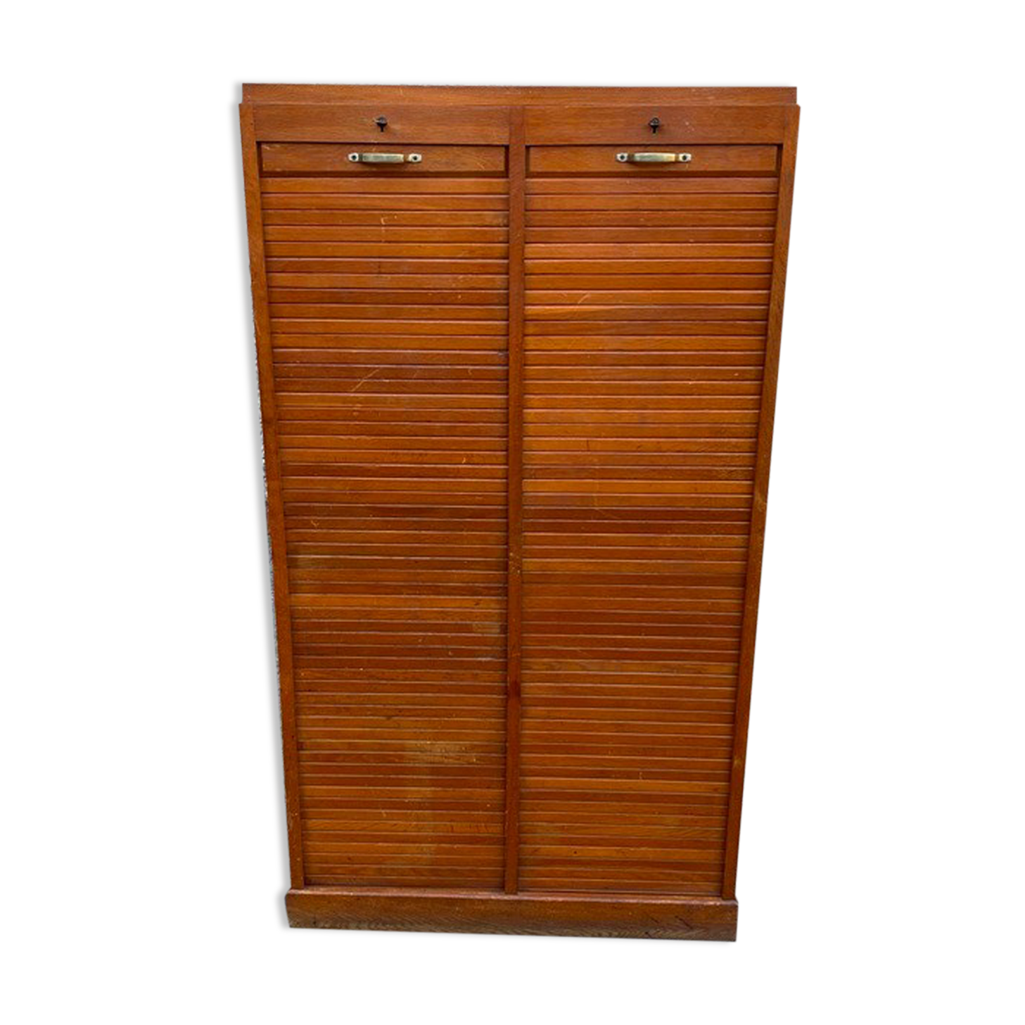 Storage craft cabinet with double oak curtains 1950