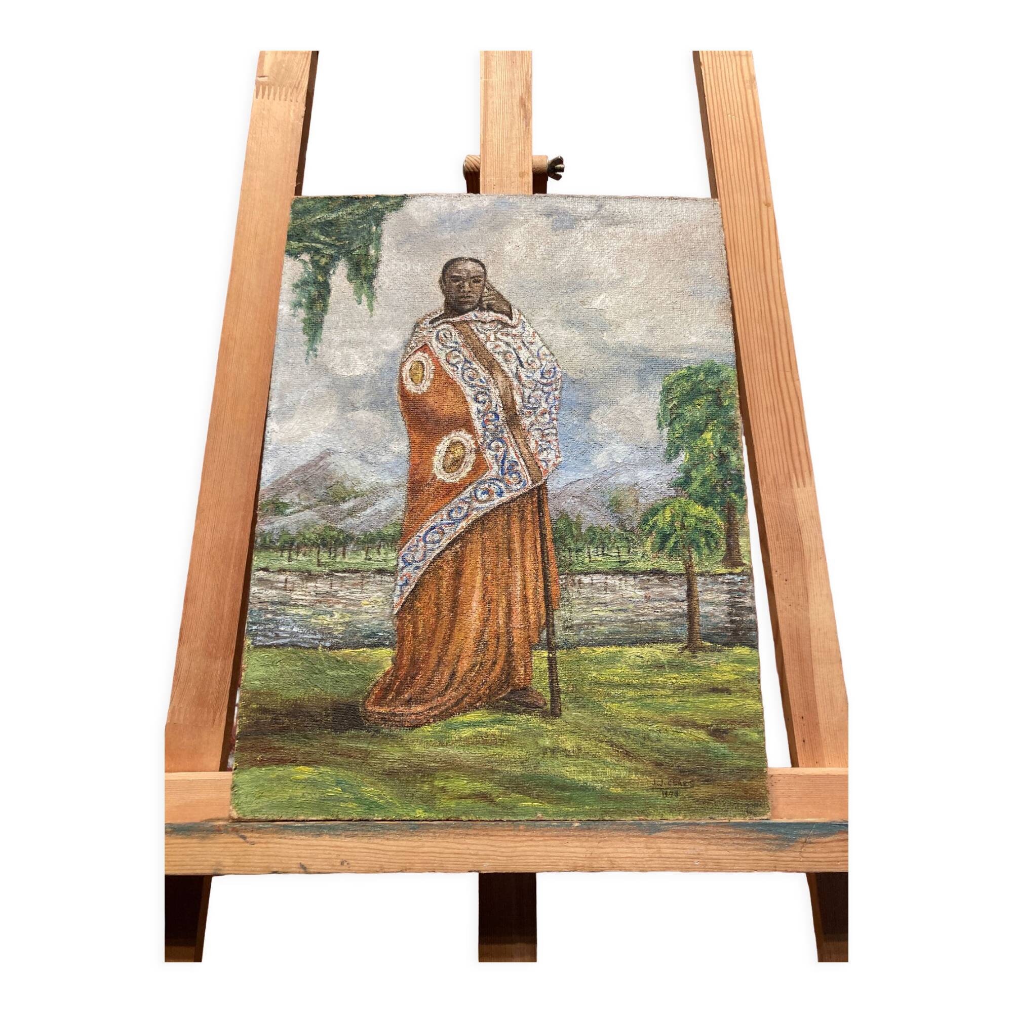 Painting on isorel of an African man