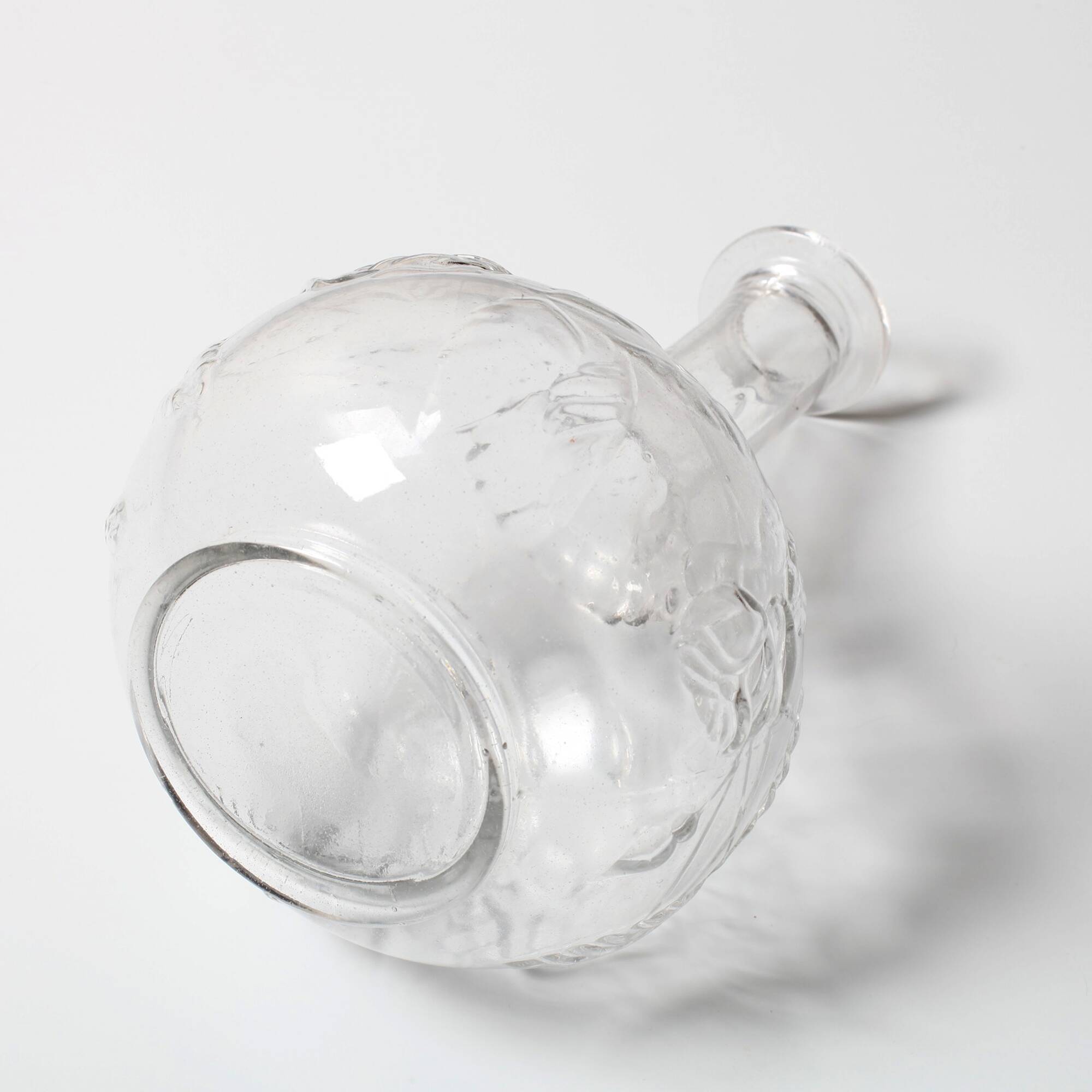 Vintage Glass Decanter: Roses Patterned Wine Carafe, Empoli Italy 1950s