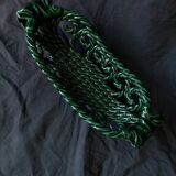 Green woven ceramic fruit bowl