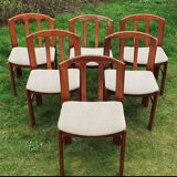 Set of 6 chairs in solid teak Roche Bobois 1960/1970