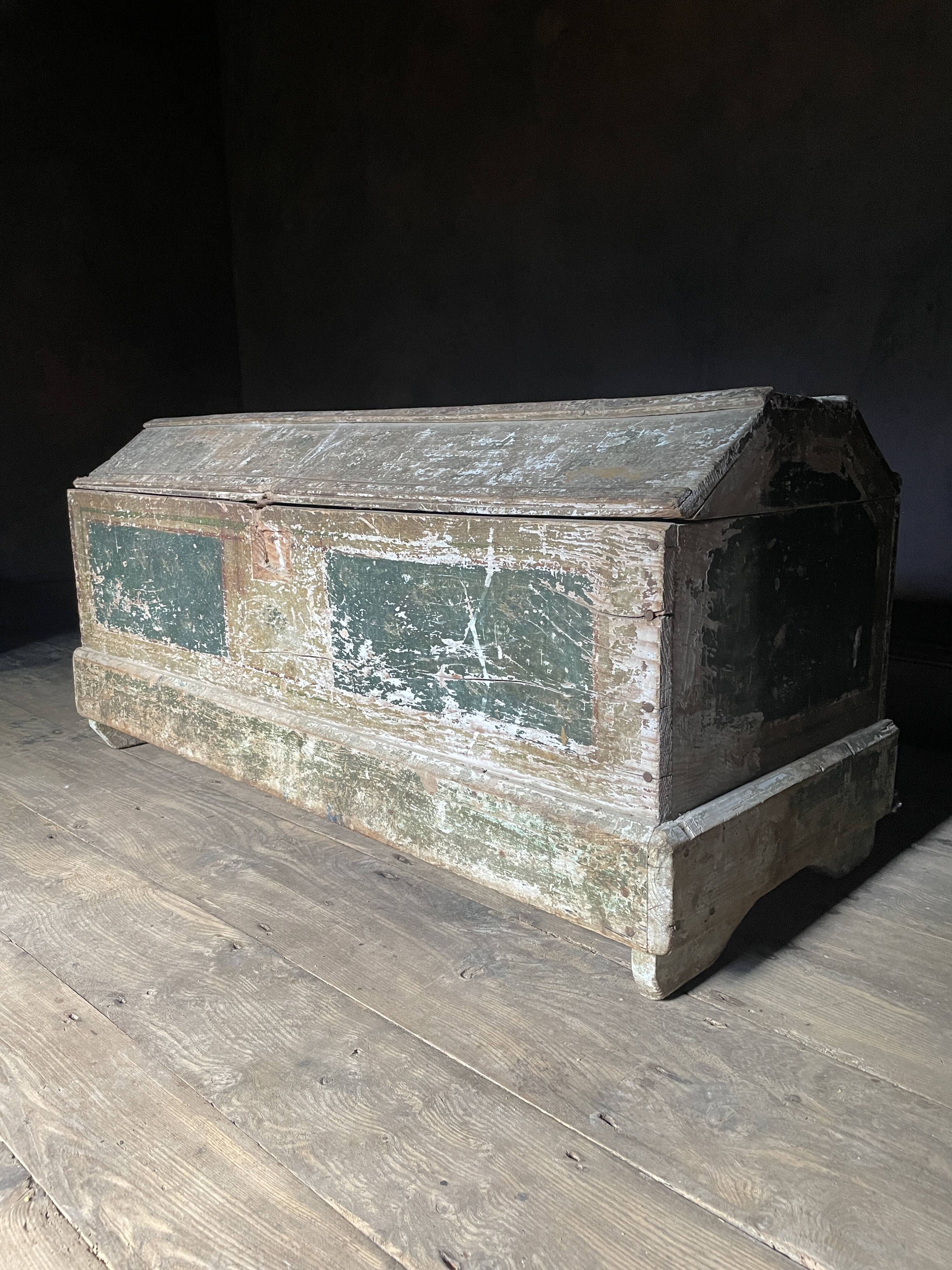 Large Antique 19th Century Continental Painted Pine Blanket Chest | Antique