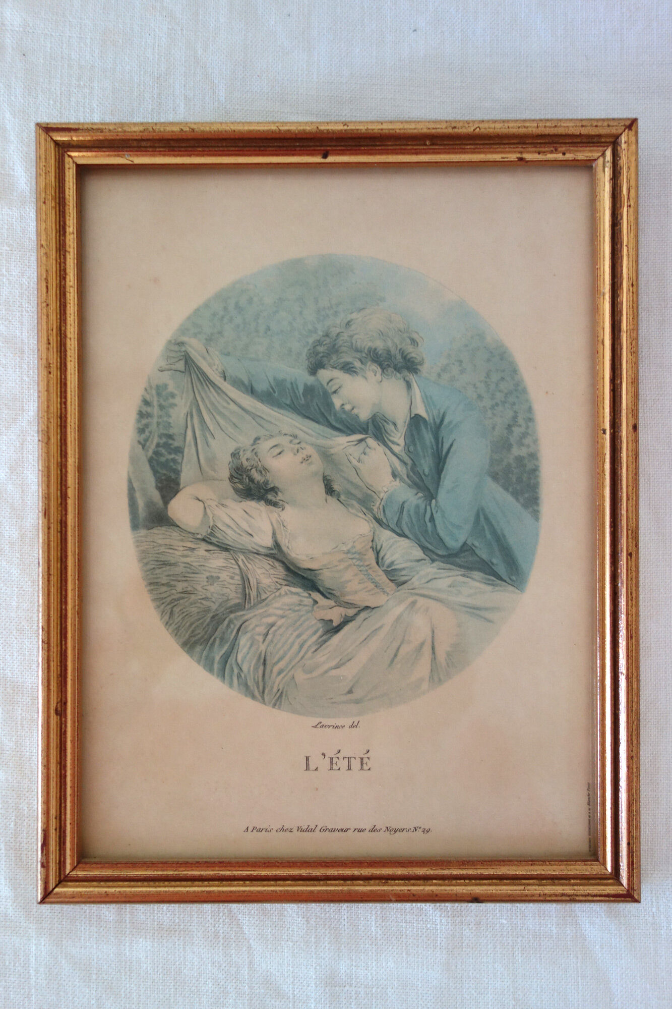 4 old lithographs of the 4 seasons