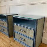 Pair of vintage rattan bedside tables