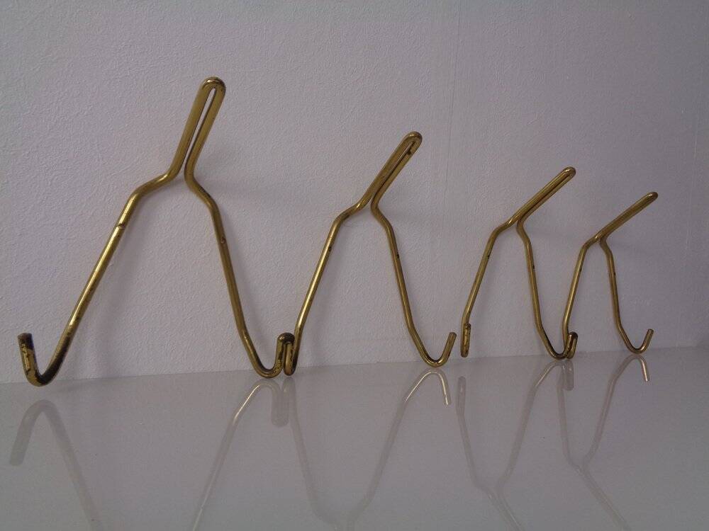 Mid-Century Brass Coat Hooks, 1950s, Set of 2