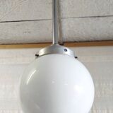 Opaline globe industrial pendant light - mid. 20th century
