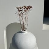 Handcrafted terracotta ball vase painted white H:24 D:26