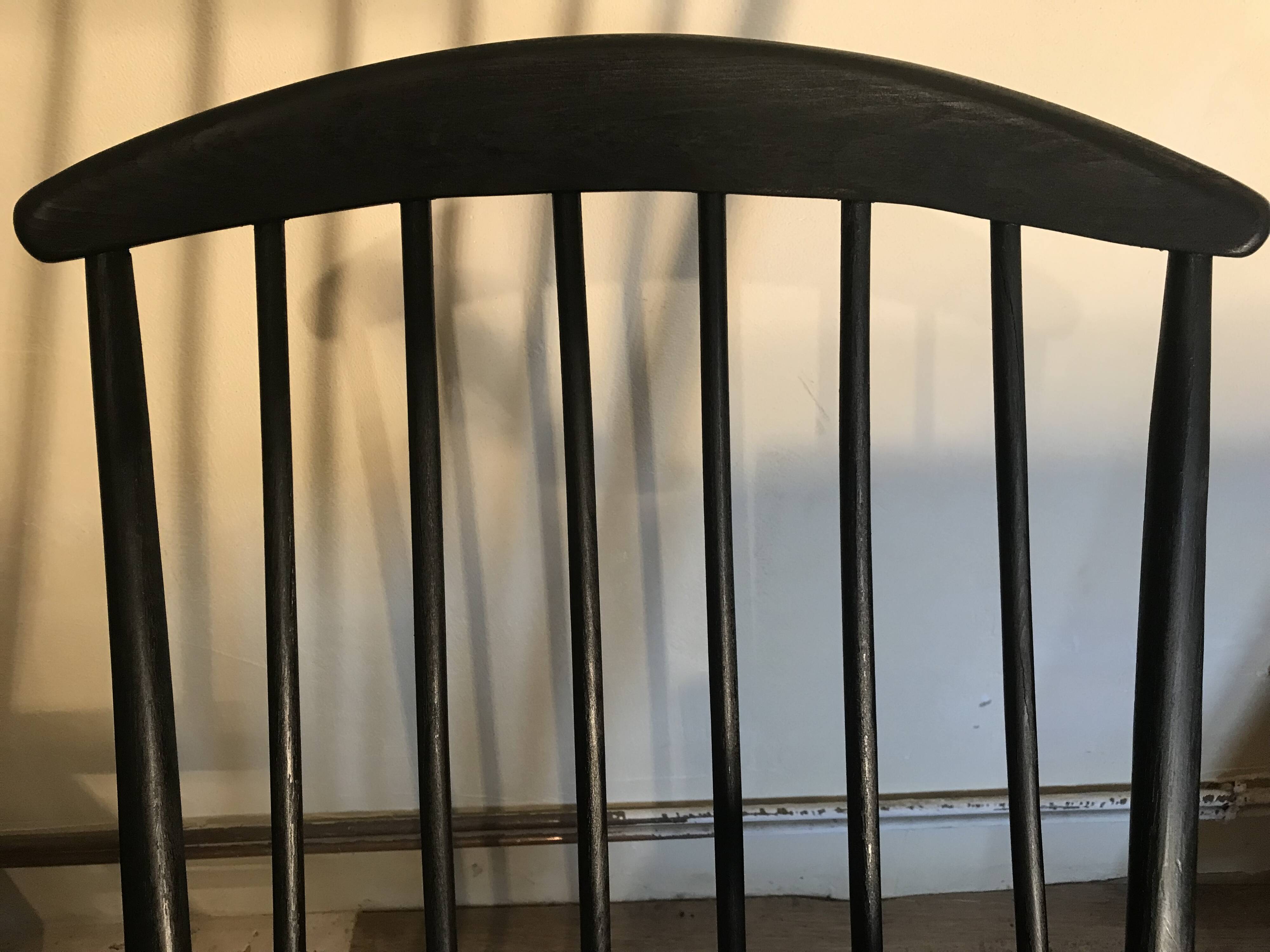 Vintage rocking chair in black stained beech