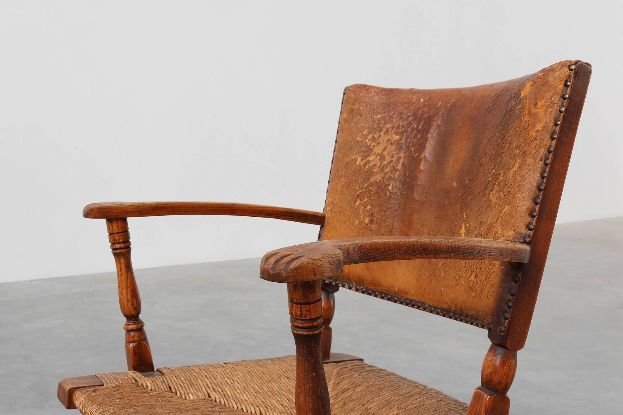 Leather and oak Armchair by Theo Ruth for Artifort, The Netherlands 1940s