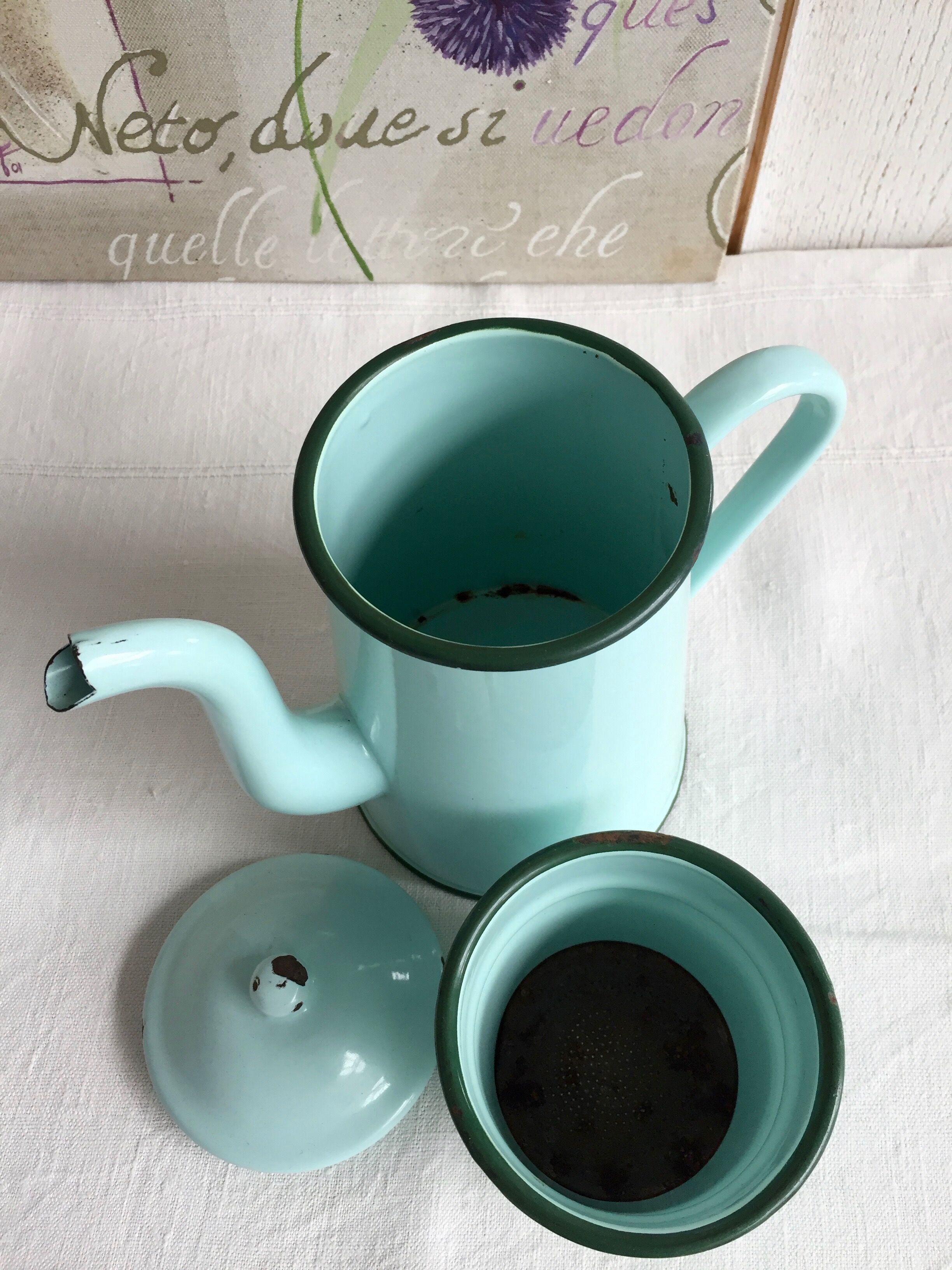 Mint enamelled coffee maker