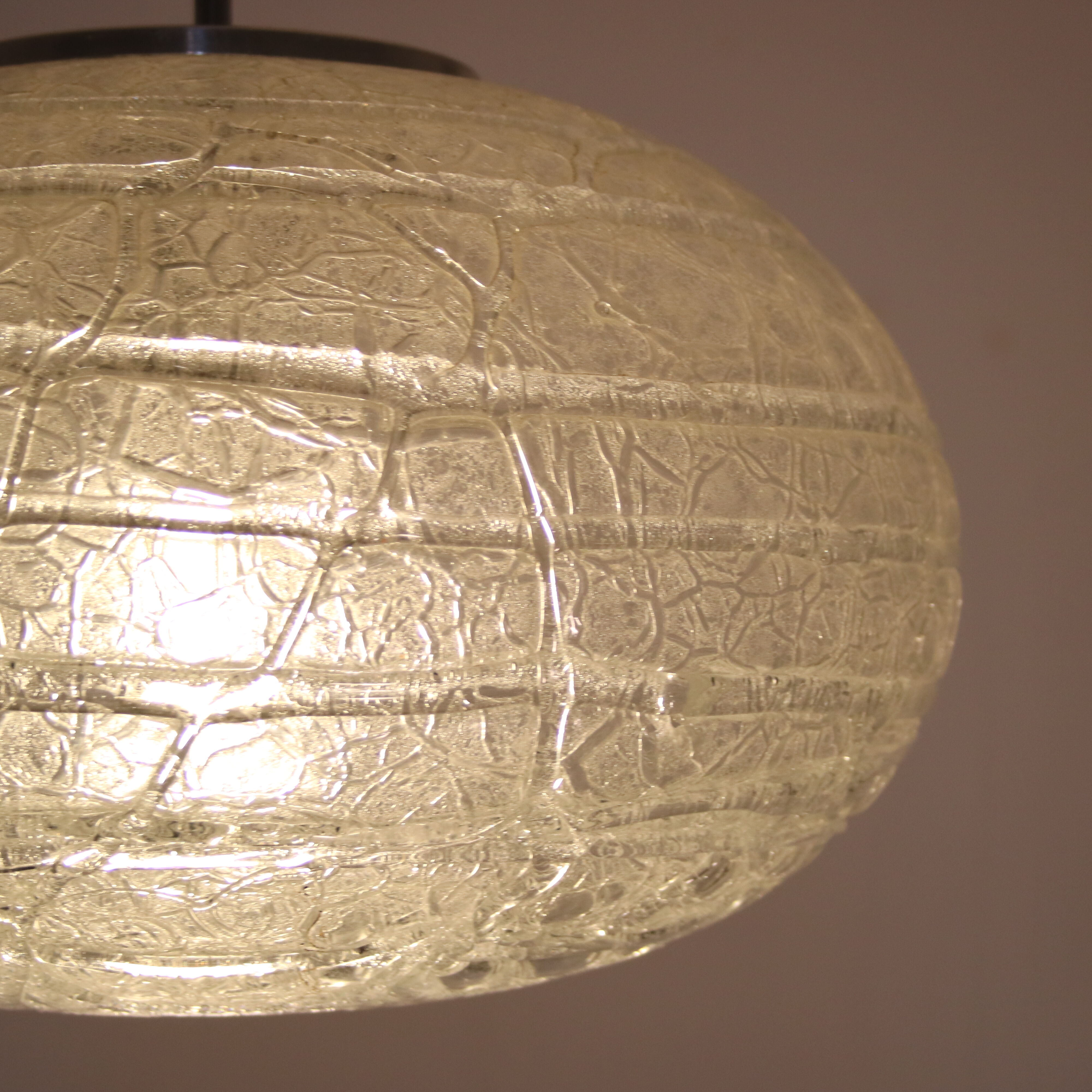 1960s Glass hanging lamp by Doria Leuchten, Germany