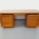 Large vintage double-sided executive desk in oak wood from the 70s
