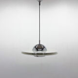 1970's ufo chrome & lacquered metal space age pendant, Italy