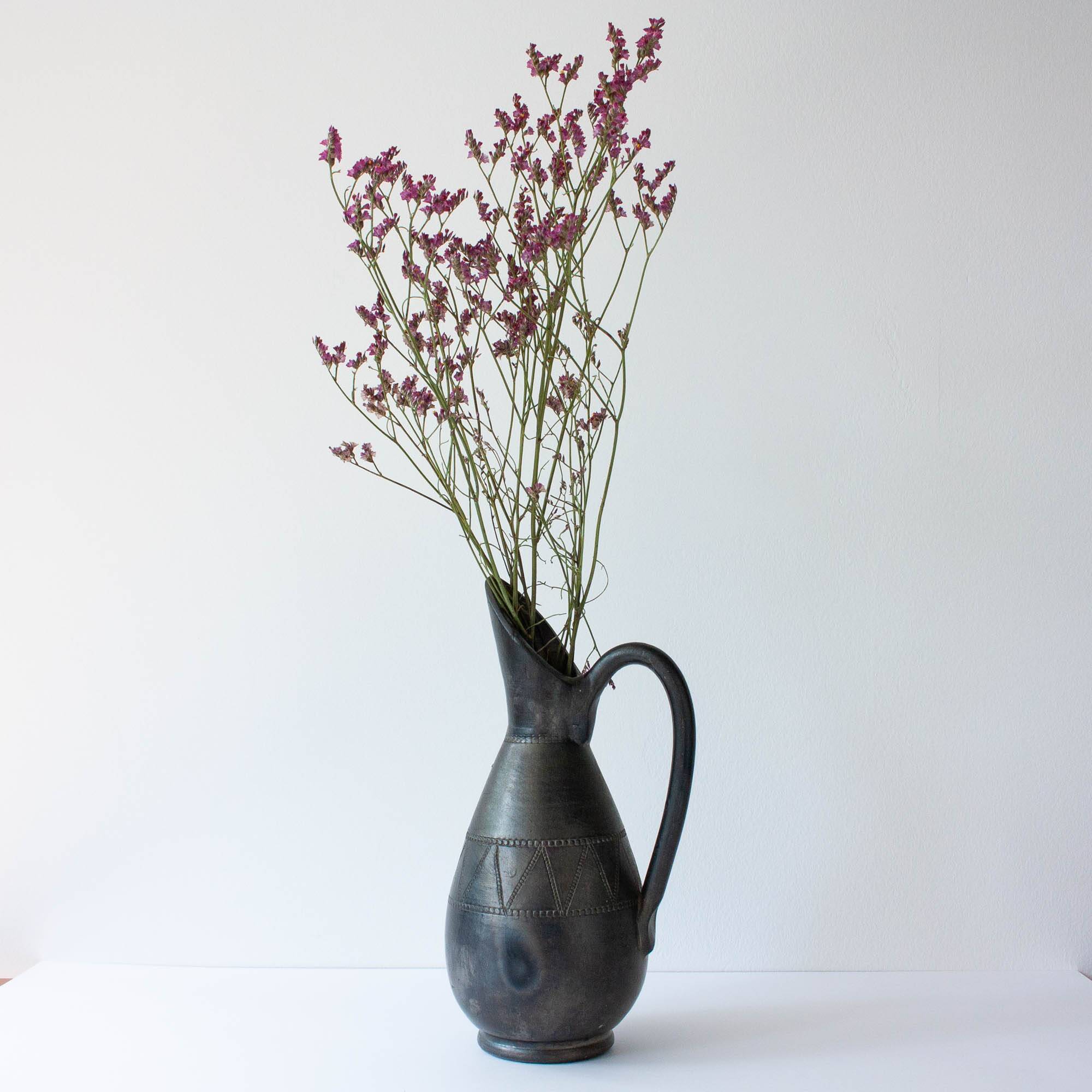 Vintage Handmade Black Pottery Vase from Bisalhaes, 1960's