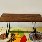 Vintage side table in wood and wrought iron