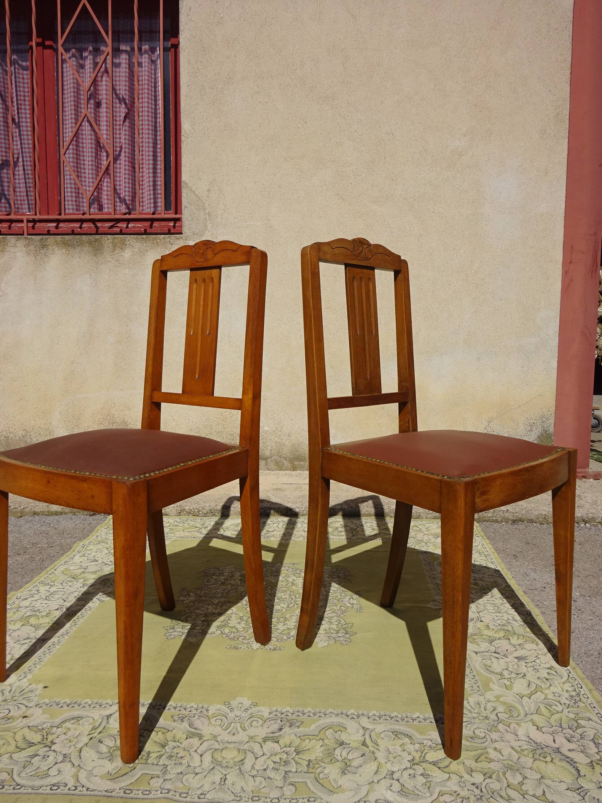 Sièges art déco assortis: 1 fauteuil bridge et 2 chaises