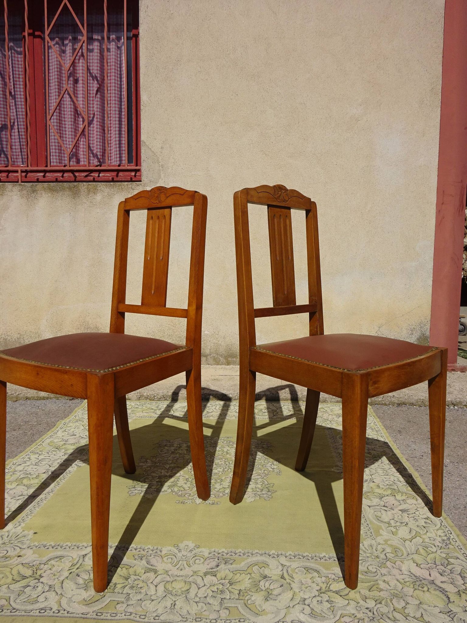 Matching Art Deco seats: 1 bridge armchair and 2 chairs.
