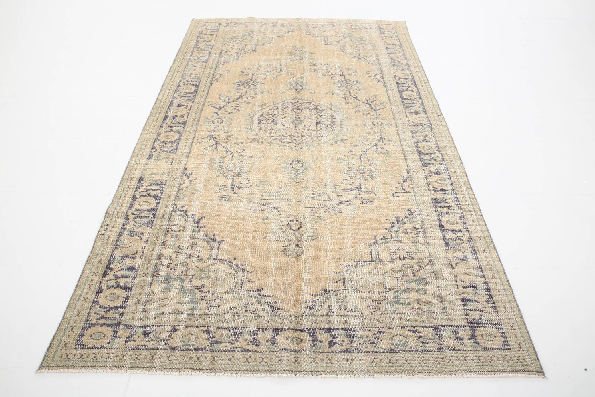 5x9 Beige & Blue Handmade Wool Turkish Rug, 166x272Cm SK 2401 FREE SHIPPING