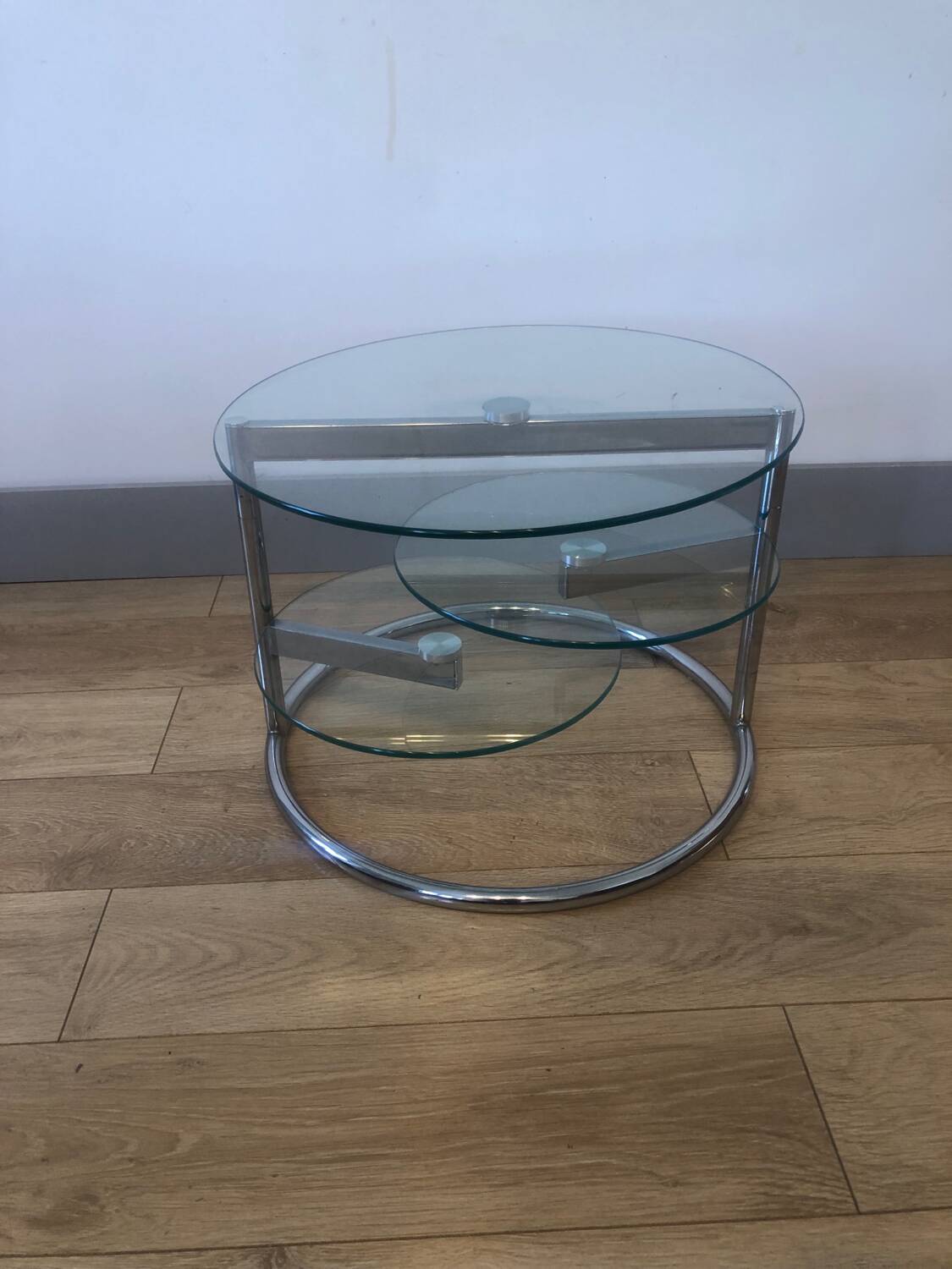 Vintage glass + steel table Bauhaus design