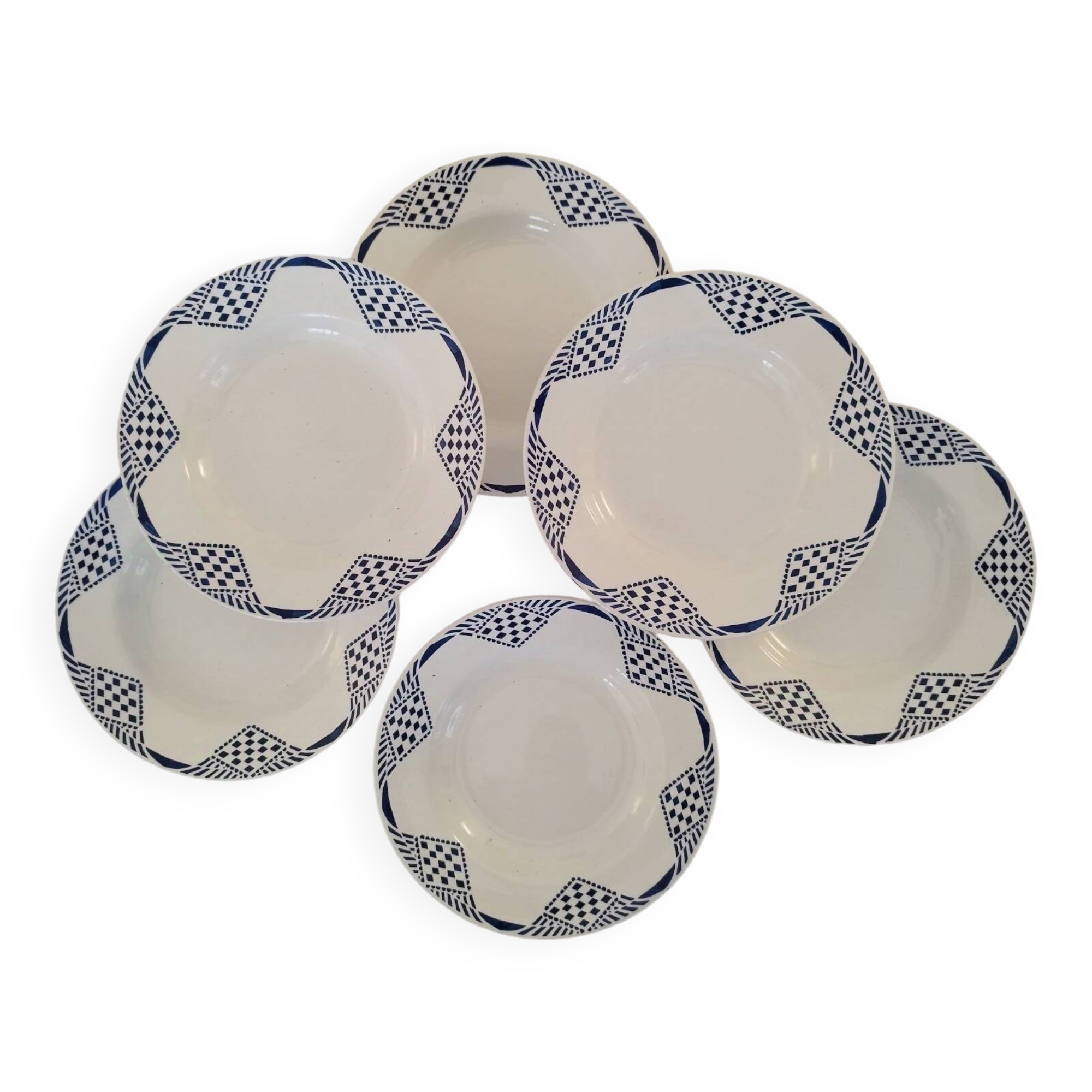 Vintage Moulin des et Hamage Orchies Pantin Earthenware Deep Plates