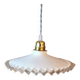 Suspension in white lace opaline, sky blue cable.