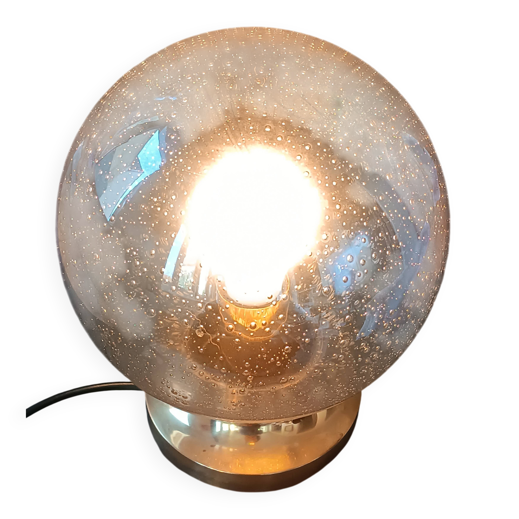 Vintage Limburg table lamp in bubbled glass and brass base