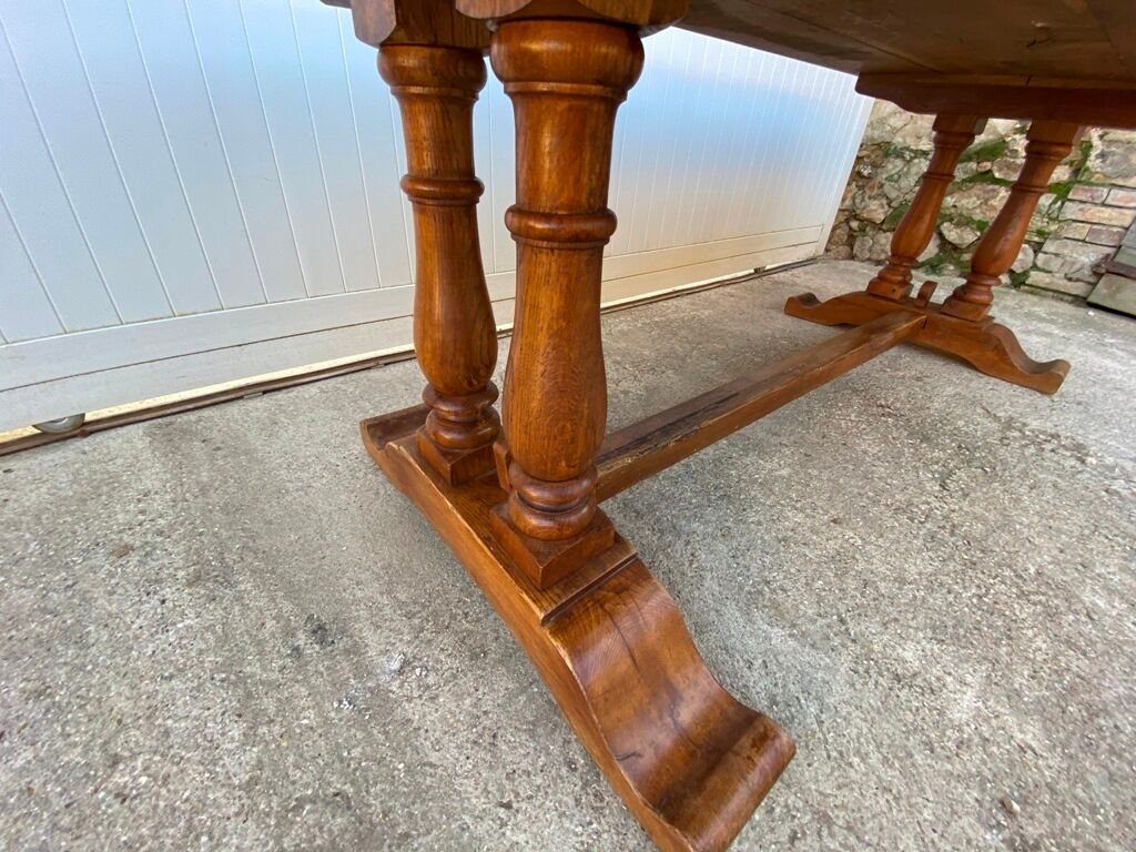 Farm table monastery meal meals in solid oak 1950 225x86x74cm