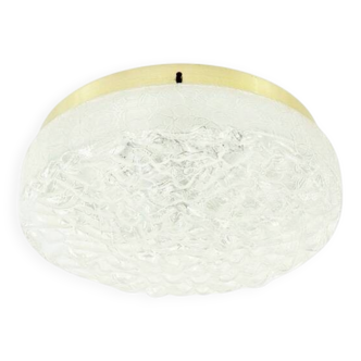 Large Mid-Century Modern Murano Ice Glass Flush Mount from Doria, 1960s