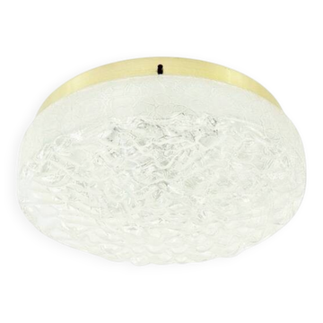 Large Mid-Century Modern Murano Ice Glass Flush Mount from Doria, 1960s