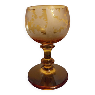 Old small amber crystal liquor glass