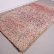 Pink Vintage Moroccan Rug 197 x 320 cm, Berber Wool Rug, Handmade Boho Rug