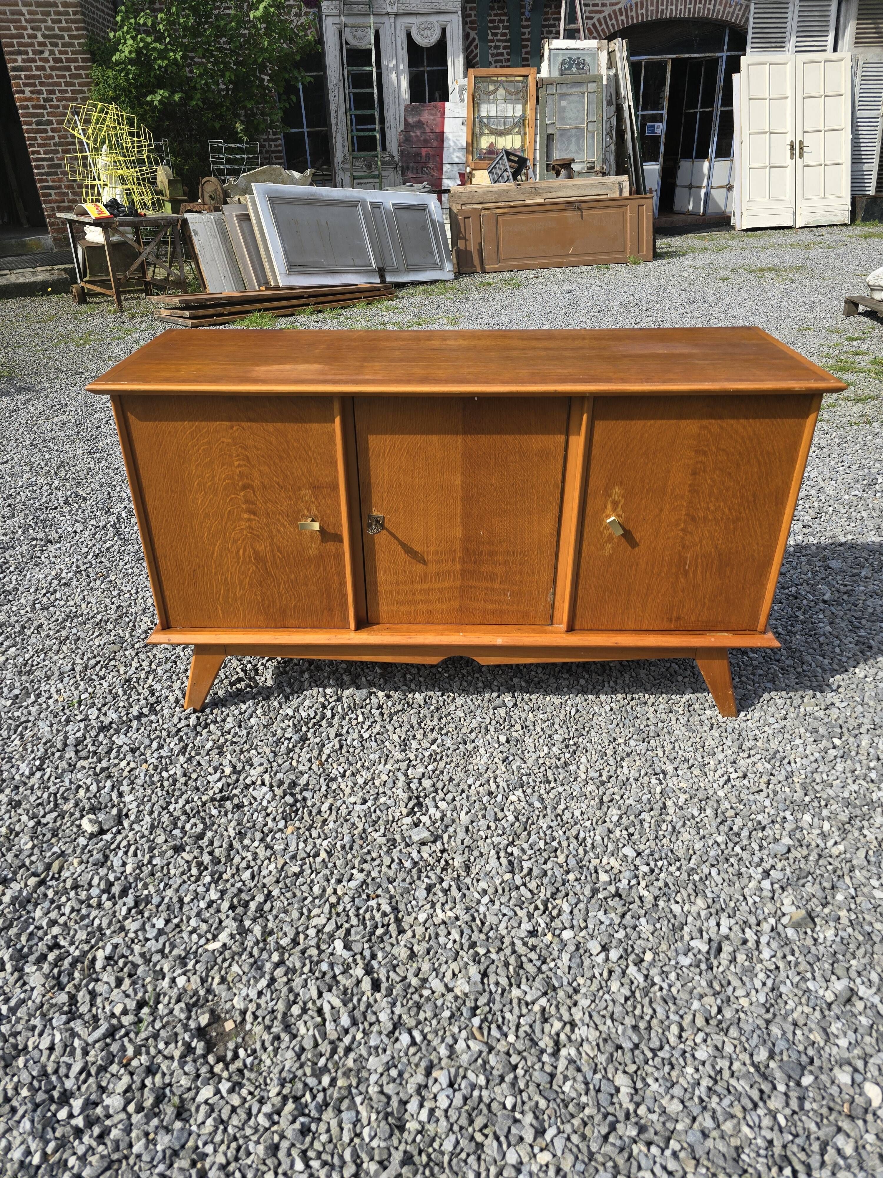 Vintage 3-door sideboard from the 60s in oak