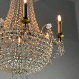 Lustre sac de perle en cristaux taillés vers 1900