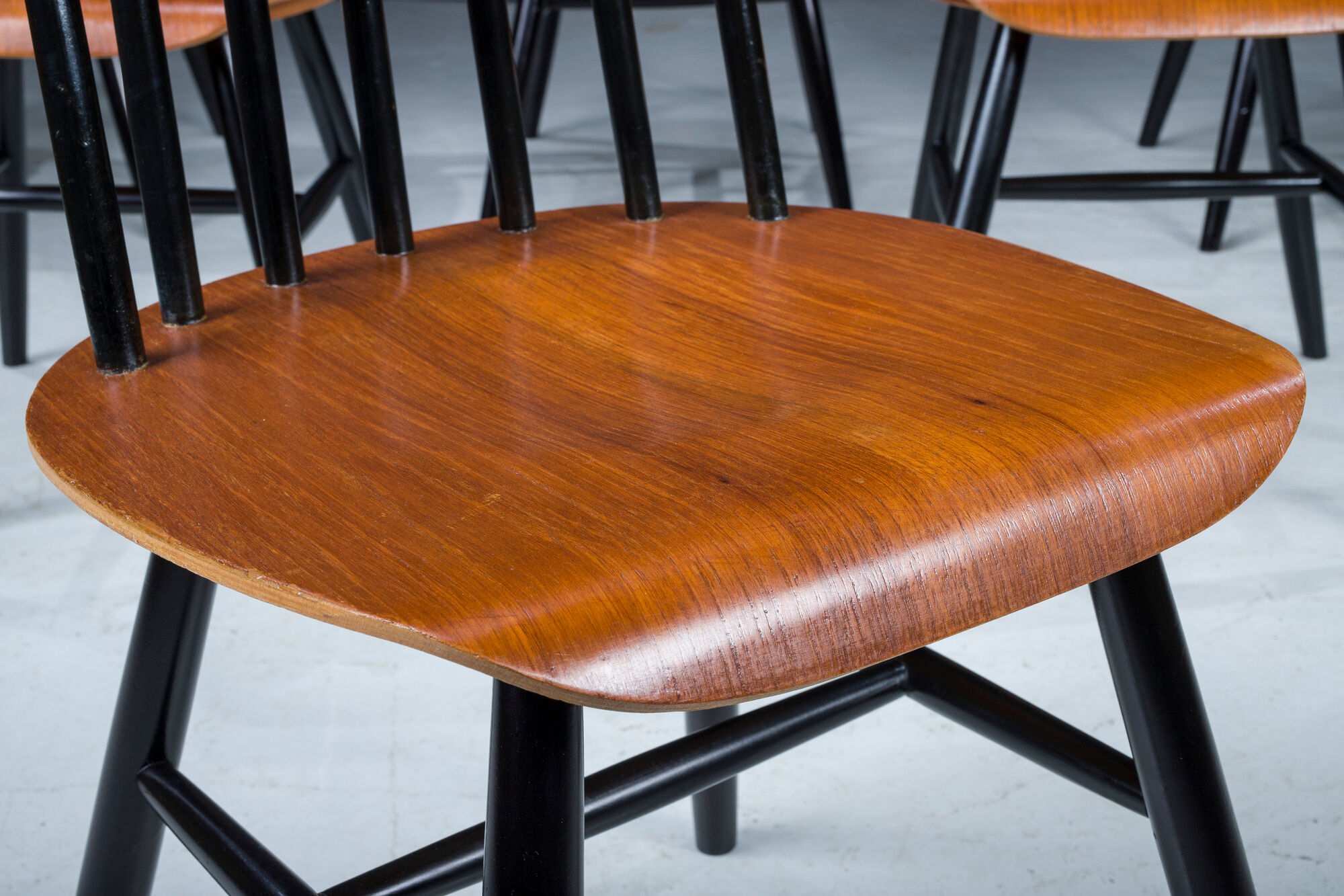 French Fanett Beech and Teak Chairs by Ilmari Tapiovaara, 1960s, Set of 6