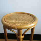 Table d'appoint porte-plantes en rotin et osier