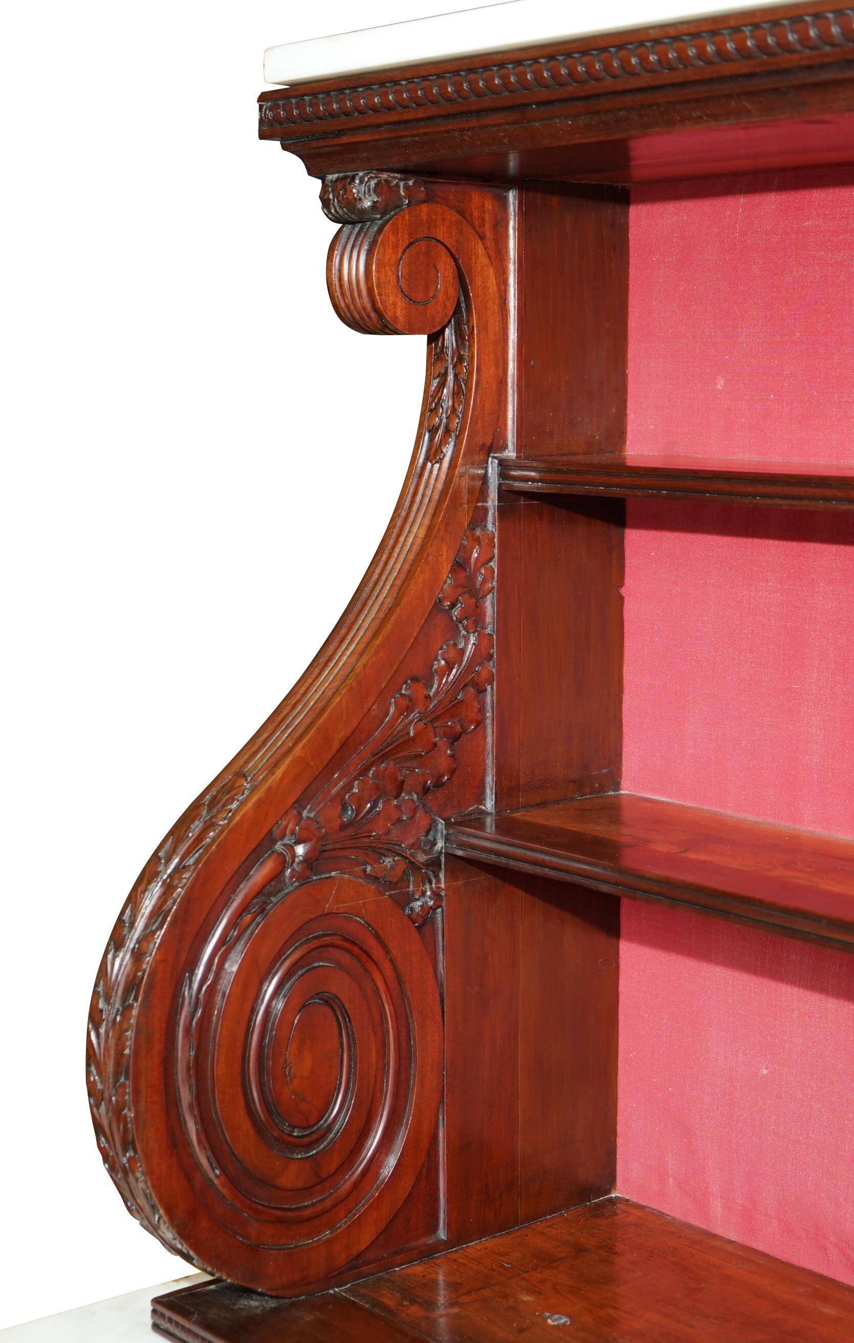 Monumental antique buffet in rosewood Regency with Italian marble.