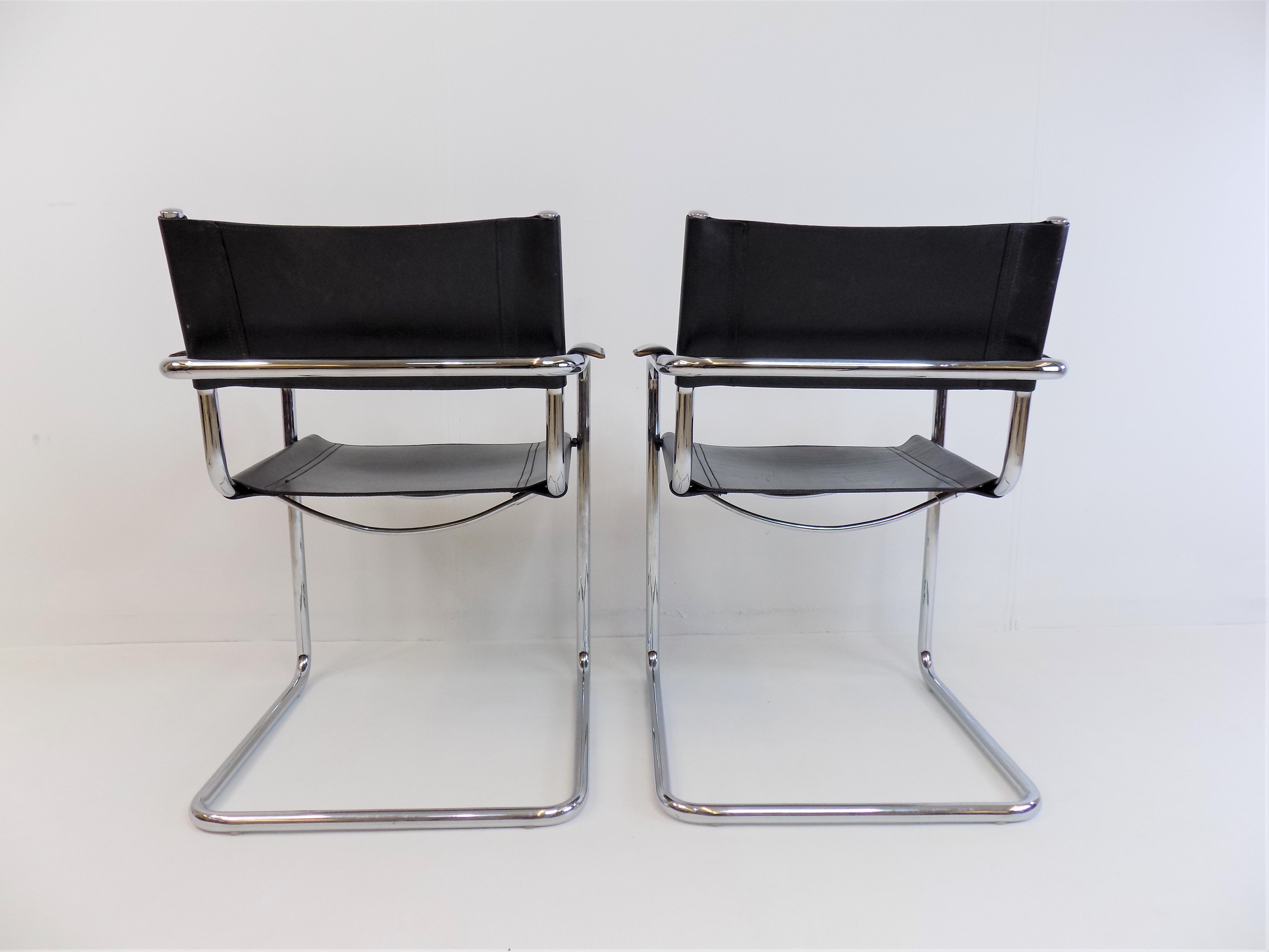 Matteo grassi mg5 set of 2 leather cantilever chairs
