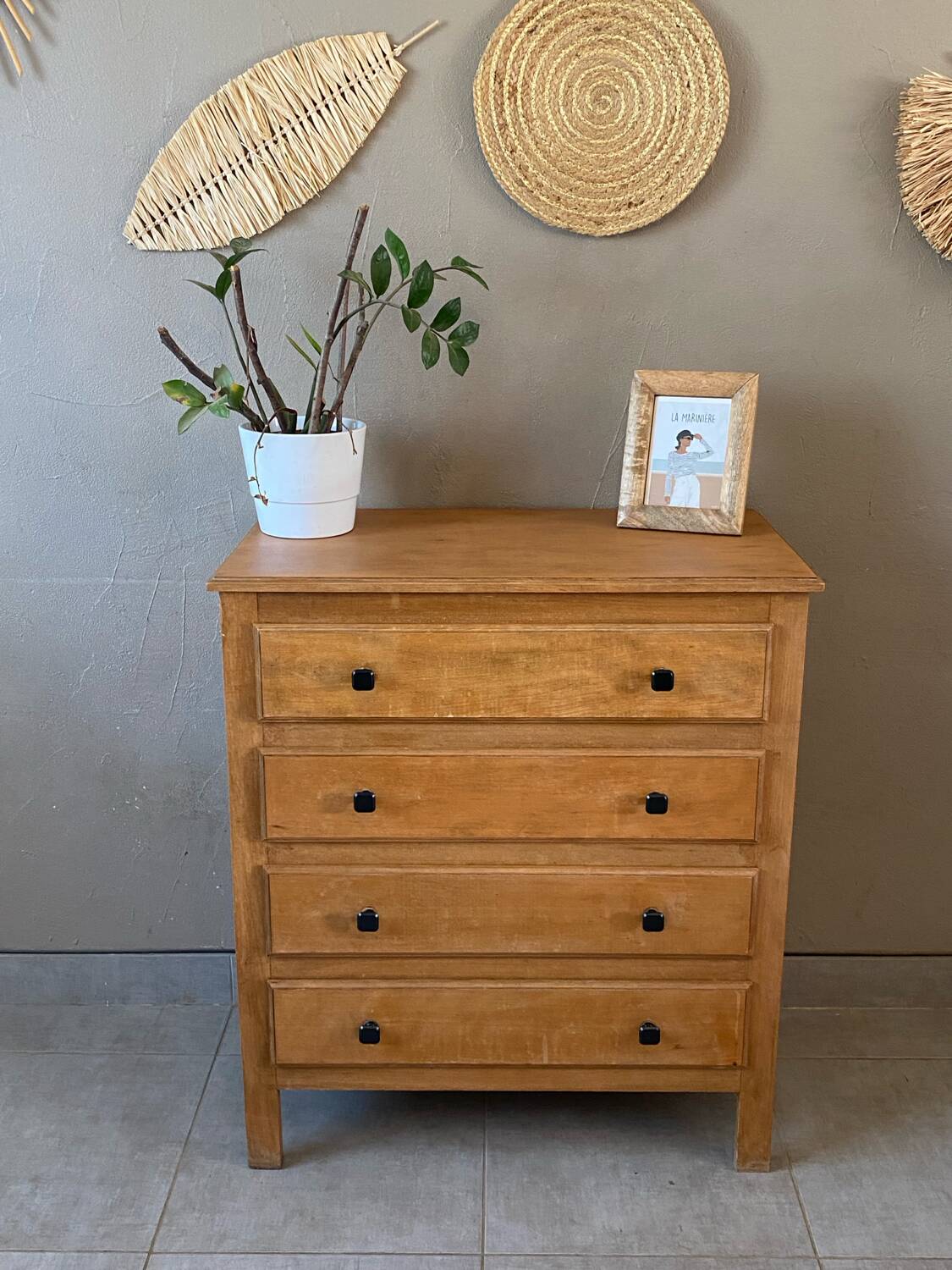 Vintage light oak chest of drawers