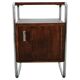 Bauhaus Oak and Chrome Tubular Nightstand, Czechoslovakia 1940s