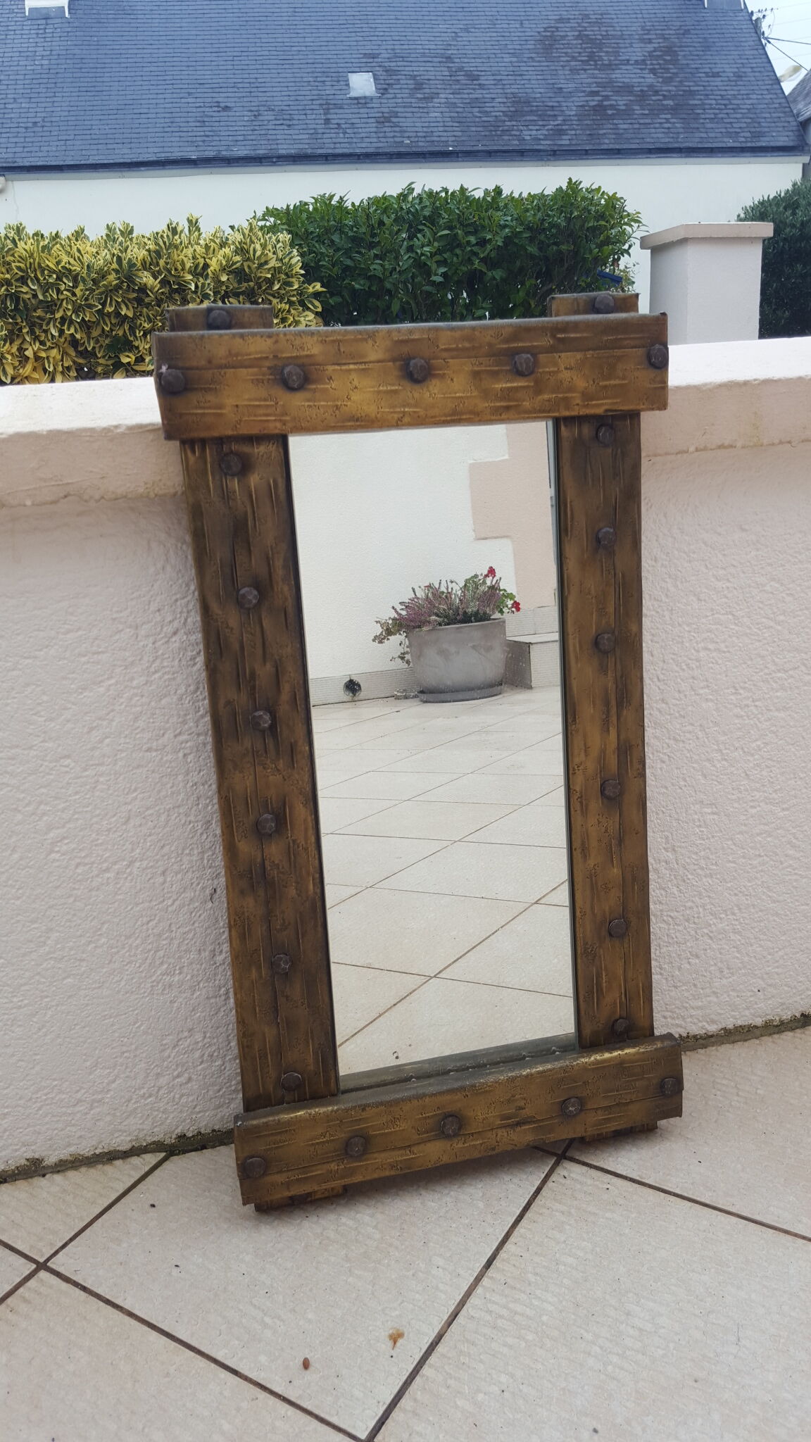 Vintage brutalist mirror 1980