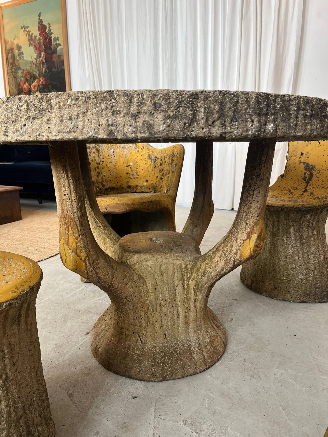 Garden furniture in concrete imitation faux wood